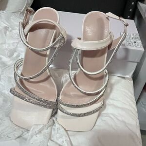 Elegant White Strappy Heels